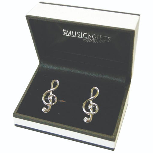 Picture of SILVER-PLATED TREBLE CLEF CUFFLINKS